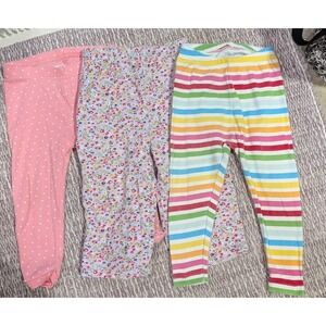 Baby‎ Leggings Bundle 3 Pairs Pink White Dots Floral Rainbow Stripes 18MO